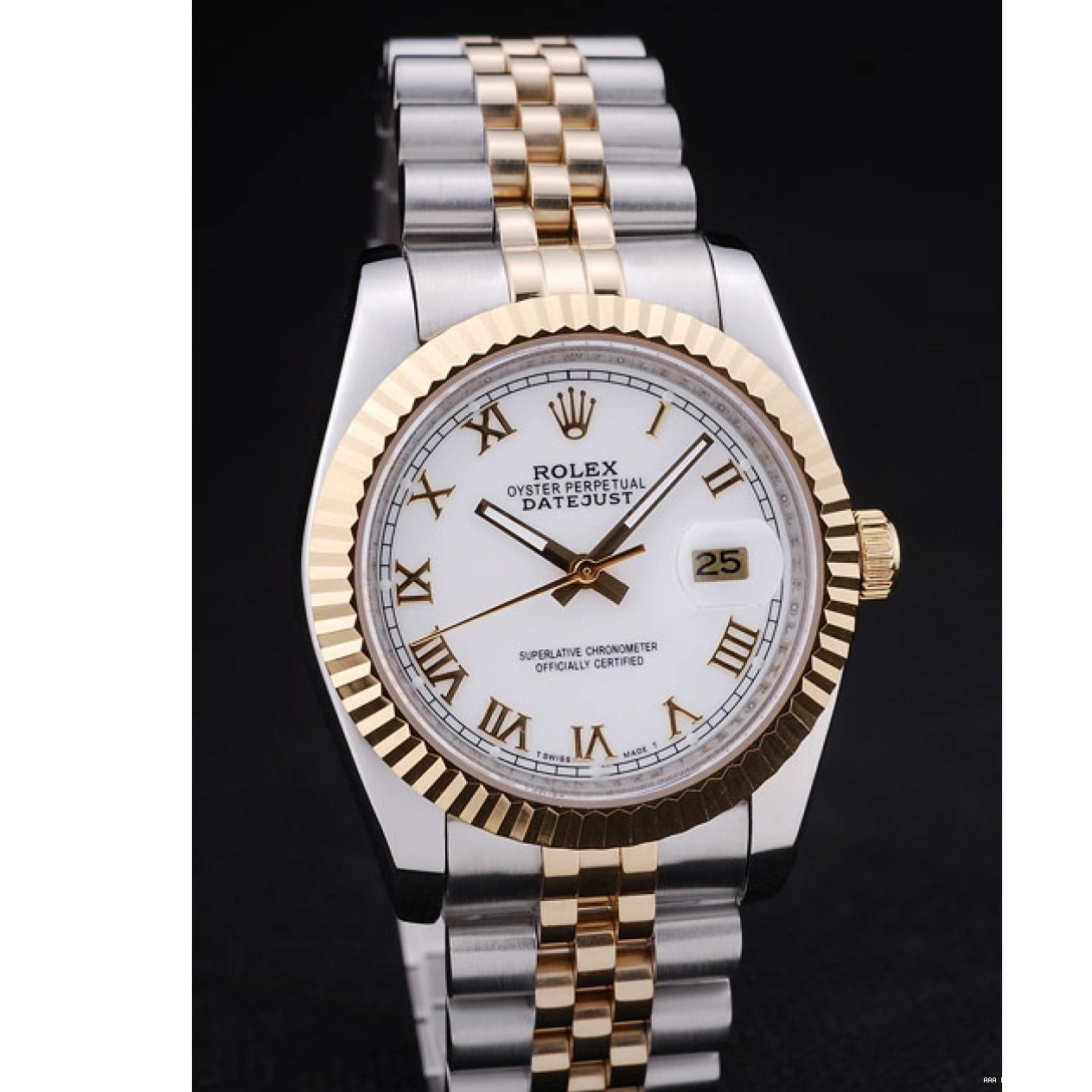 Aaa replica watch 7451 White Bezel Datejust Rolex Dial Ribbed 1015